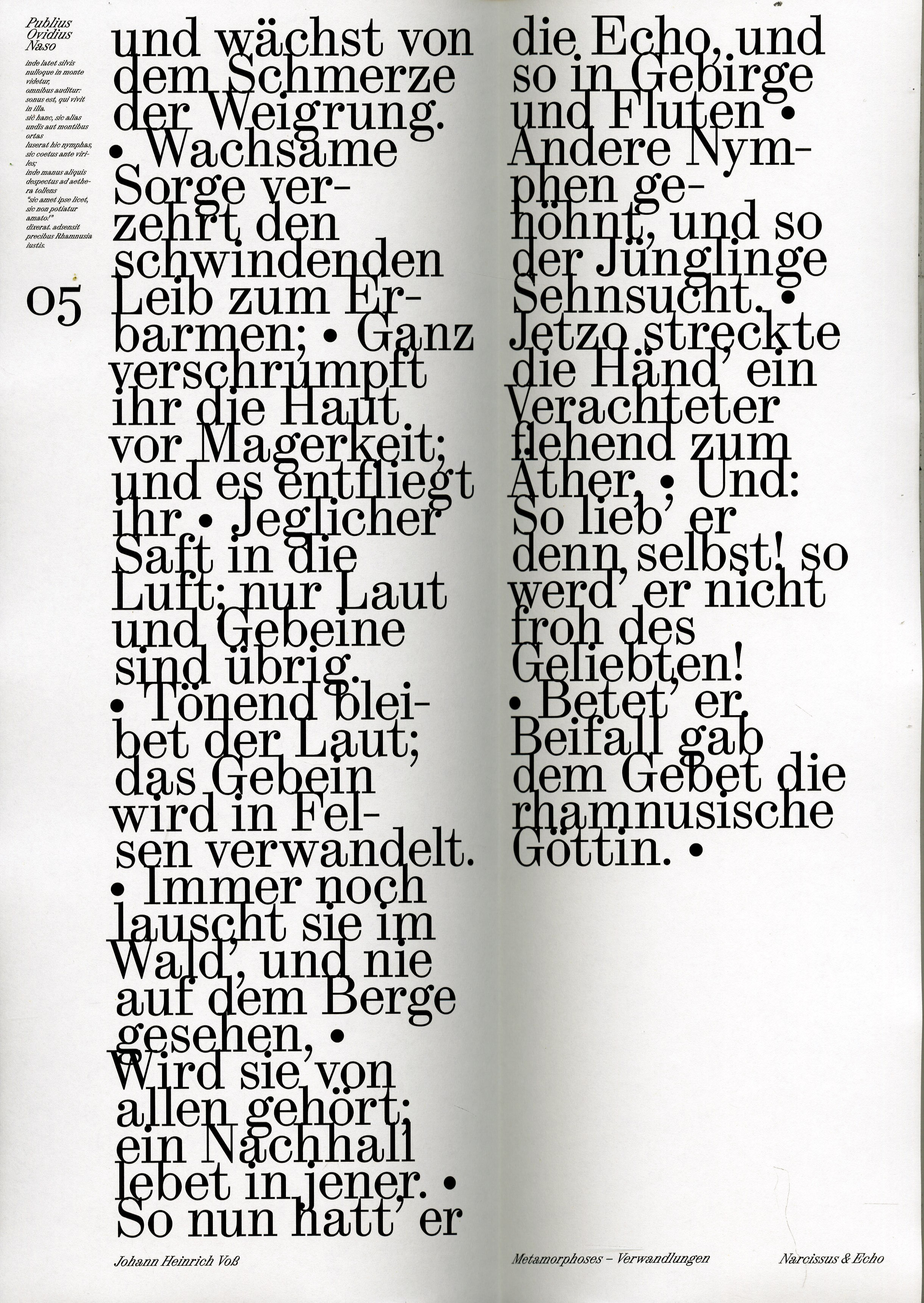 Typographic Installation: Ovid’s Narcissus