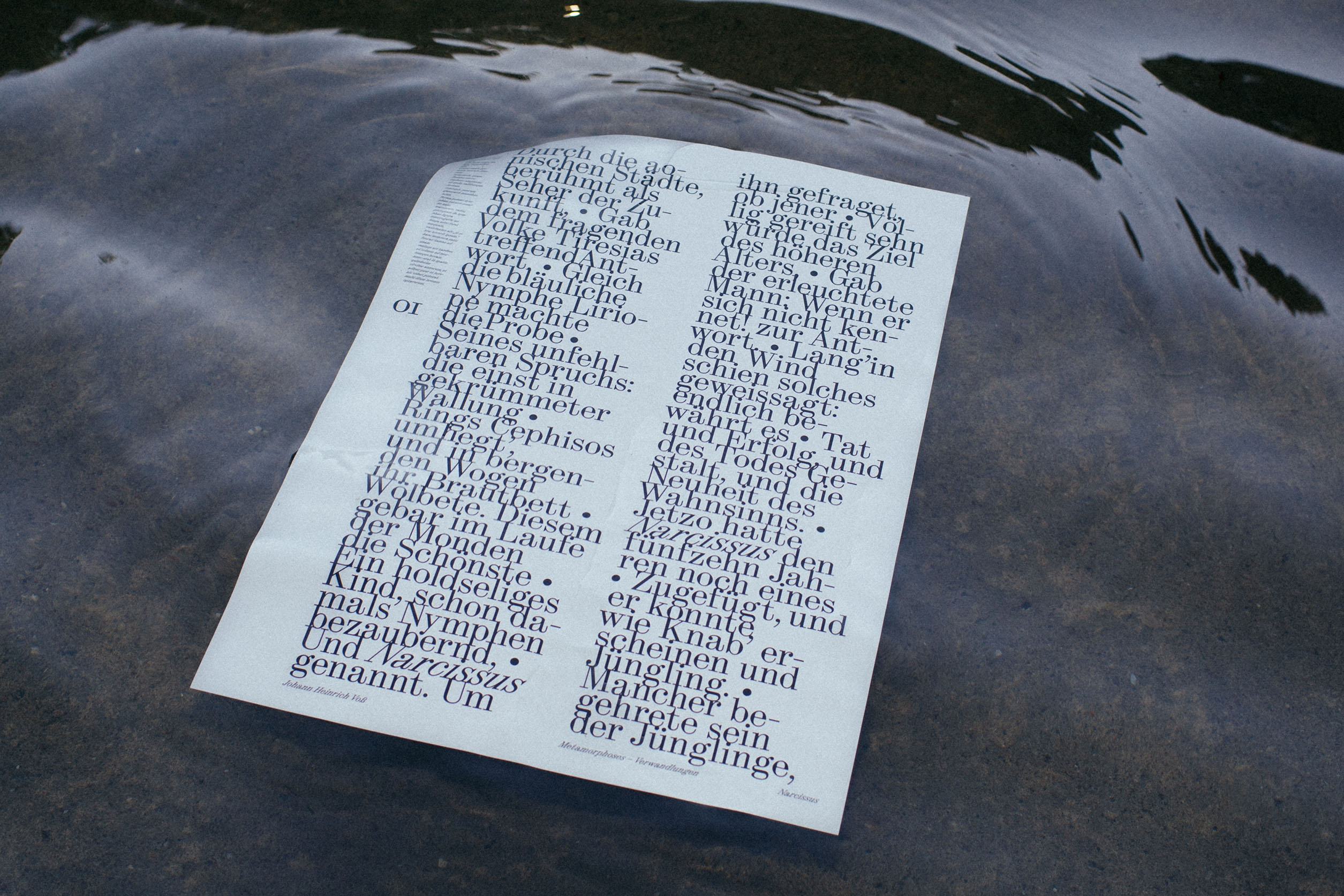 Typographic Installation: Ovid’s Narcissus