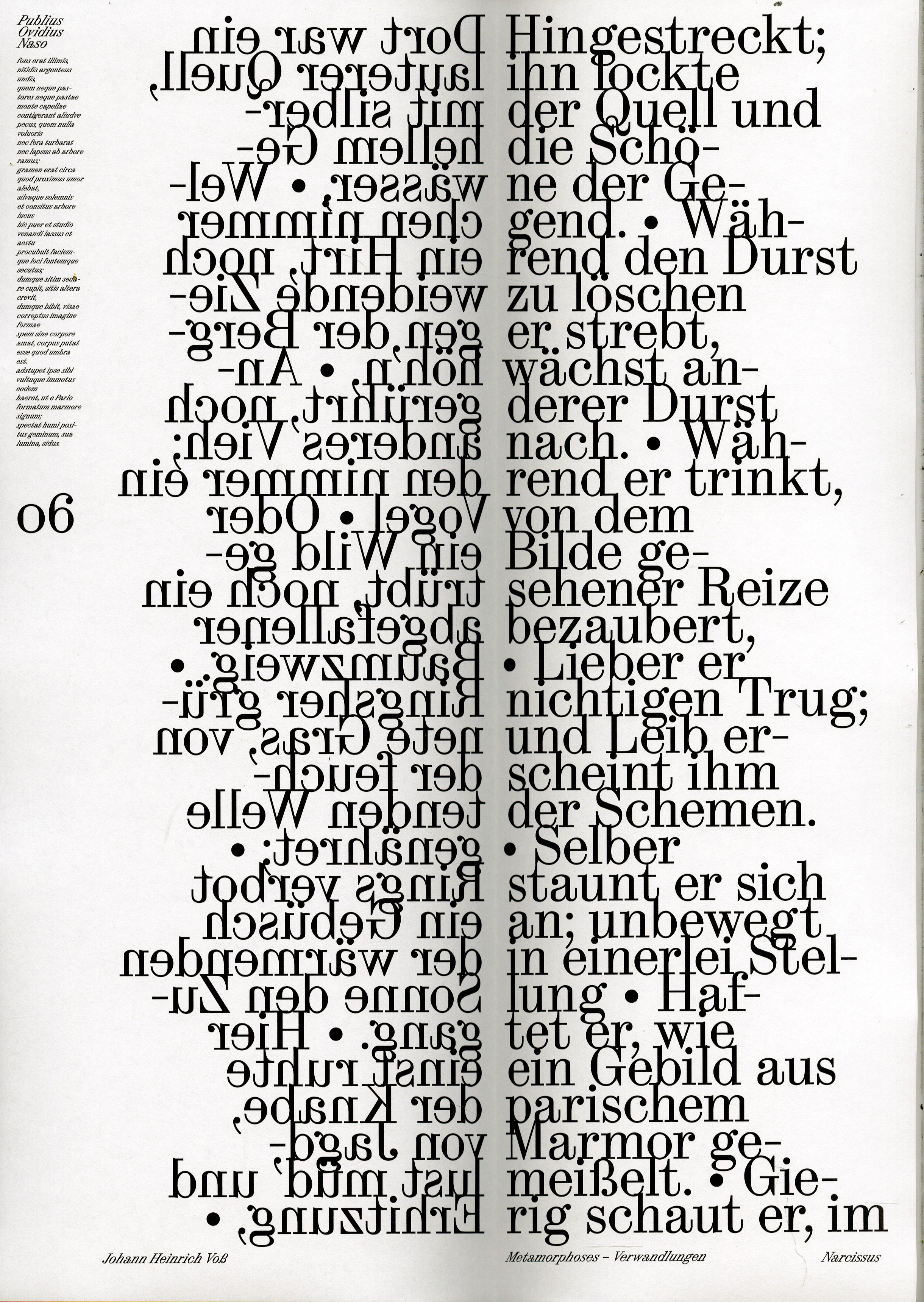 Typographic Installation: Ovid’s Narcissus